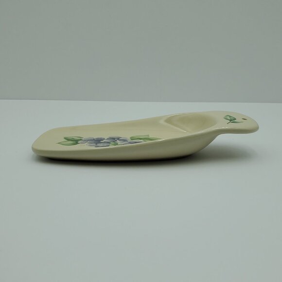 Pfaltzgraff Garden Party Spoon Rest Purple Floral Spoon Holder Violet Spoon Rest - Picture 2 of 5